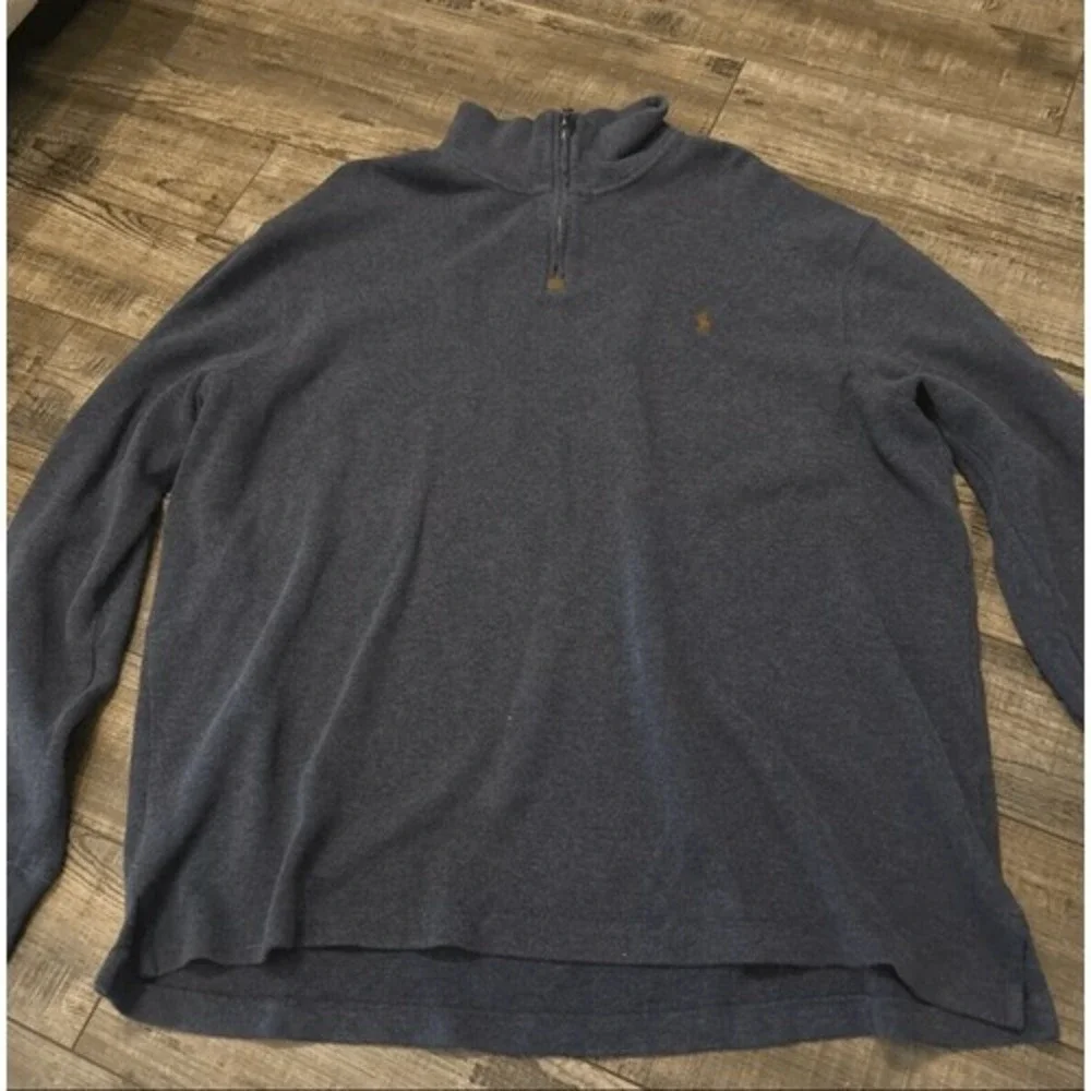 Polo Ralph Lauren Mens XXL Pullover 1/4 Zip 100% Cotton Knit Sweater Gray - Picture 2 of 7